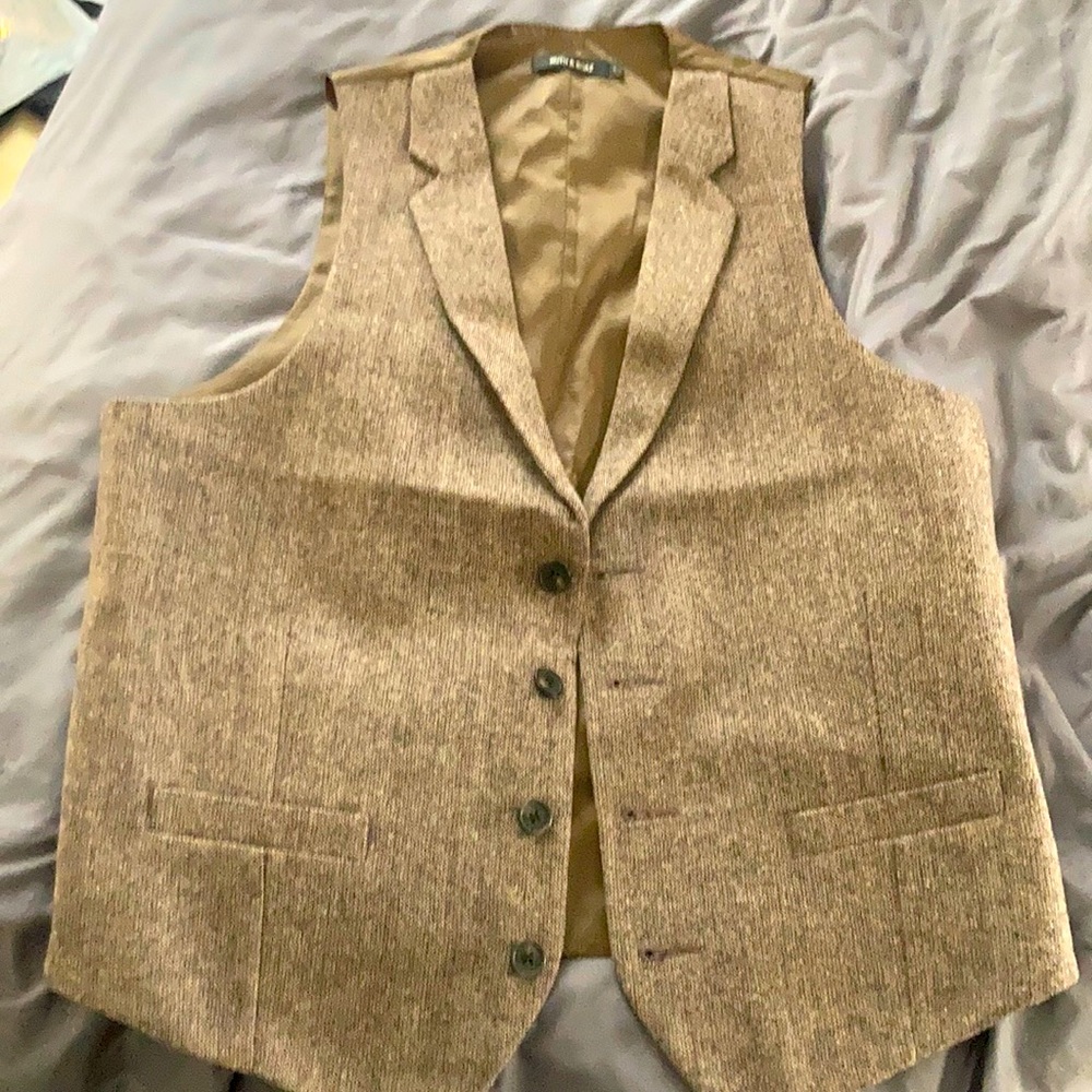 Men’s Brown Herringbone Tweed Vest